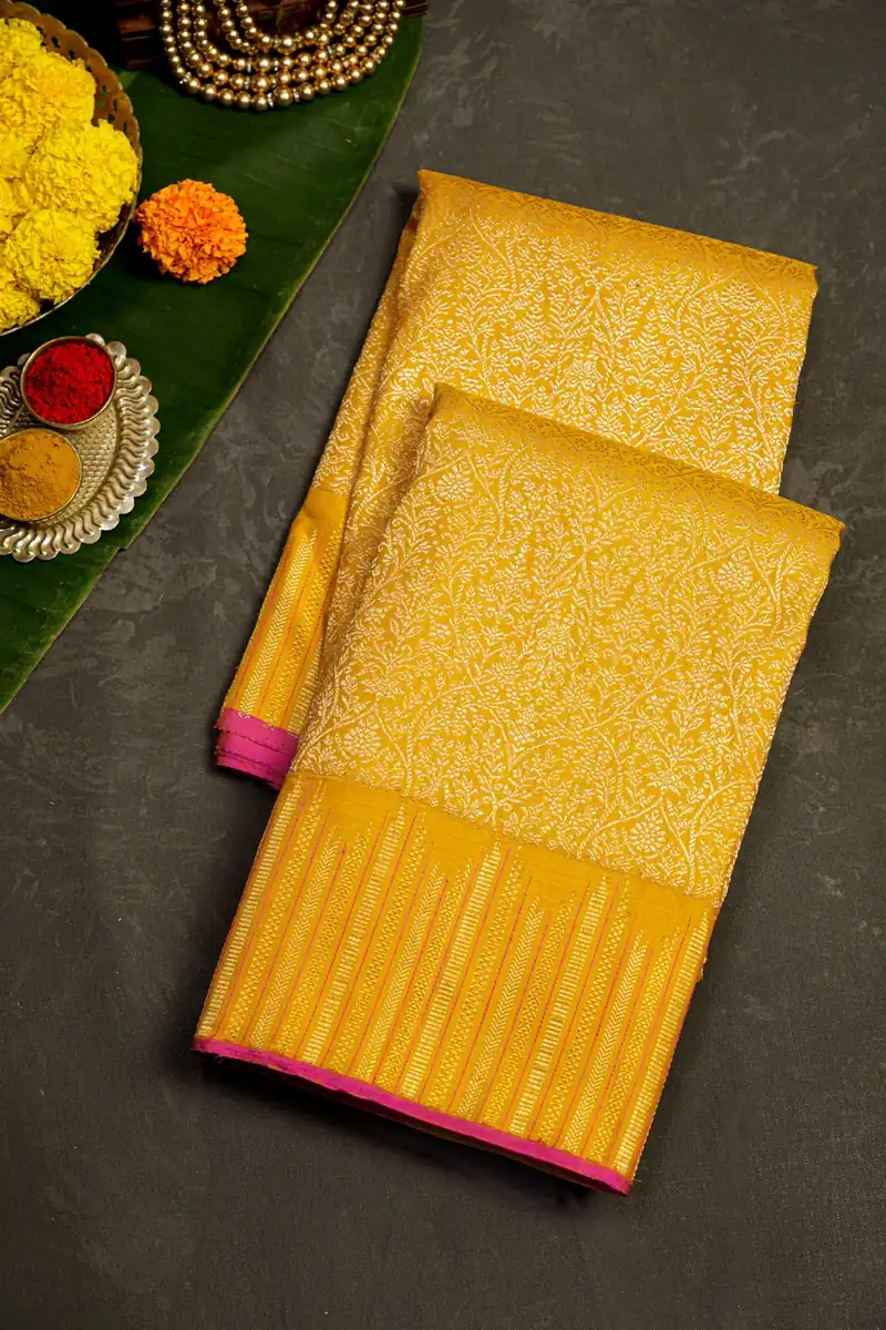Kanchipuram Silk Mustard Saree