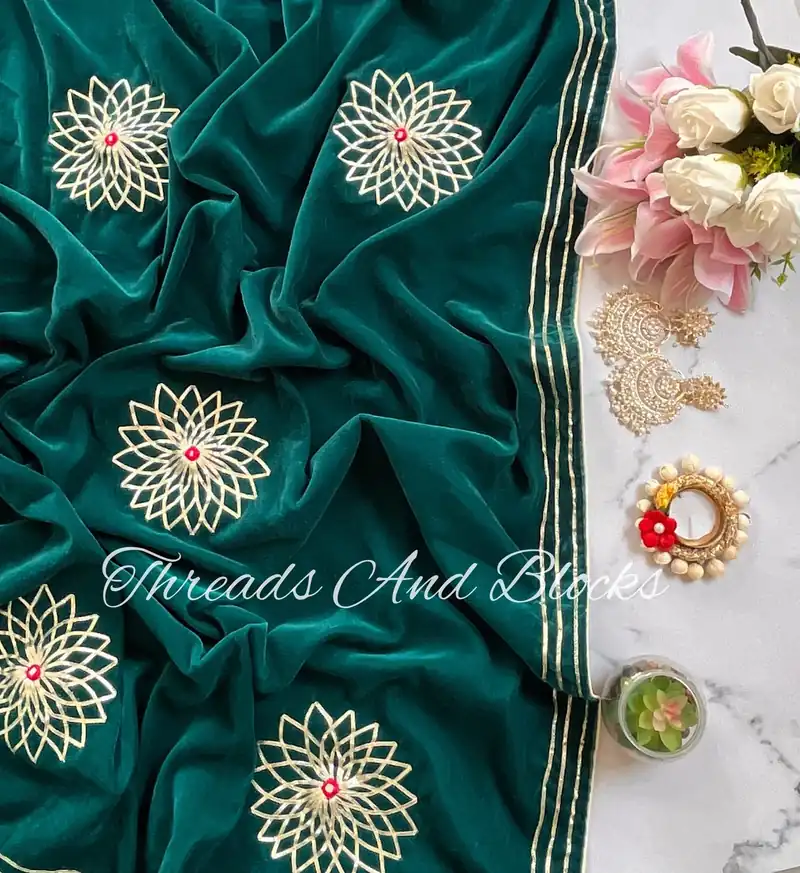 Teal Green Velvet Shawl - Default Title