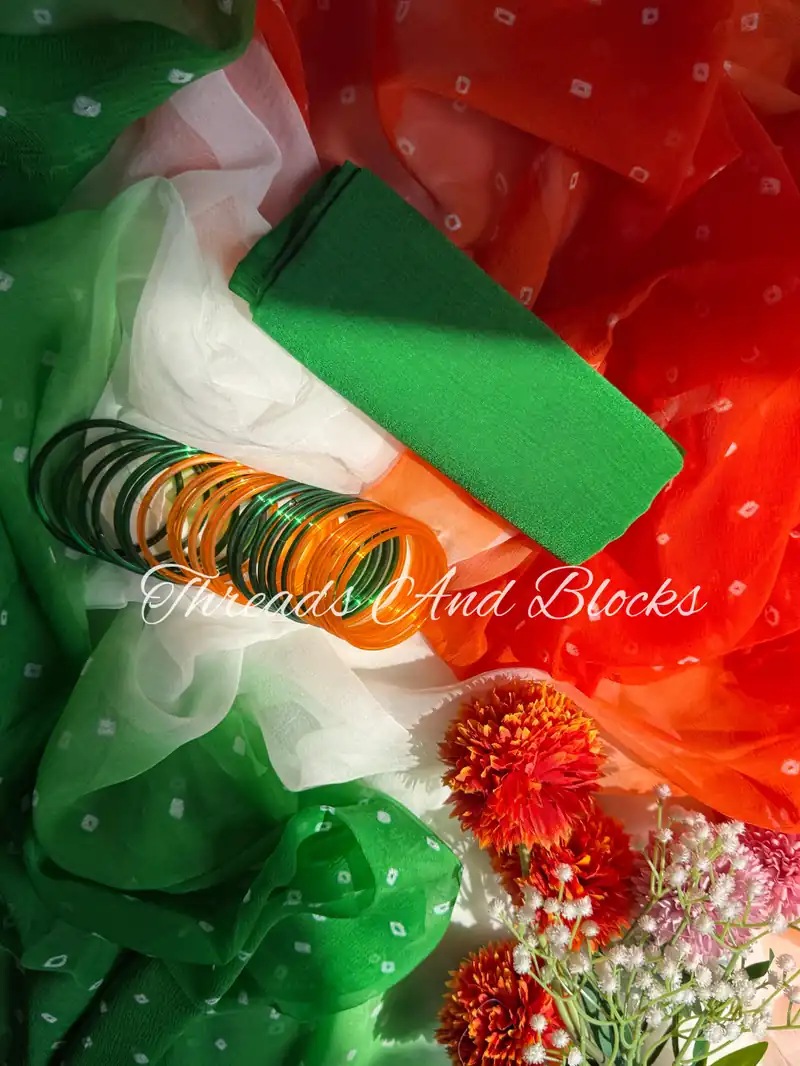Tiranga Leher Bandhani Saree - Default Title