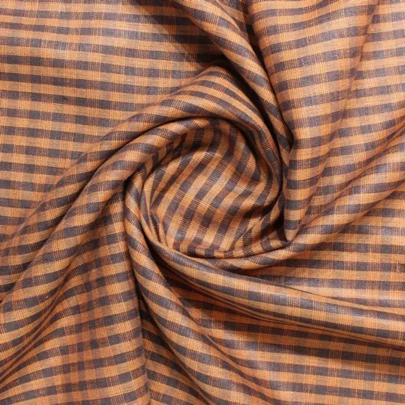 Orange & Brown small check european linen (RT-1118) - 1 MTR