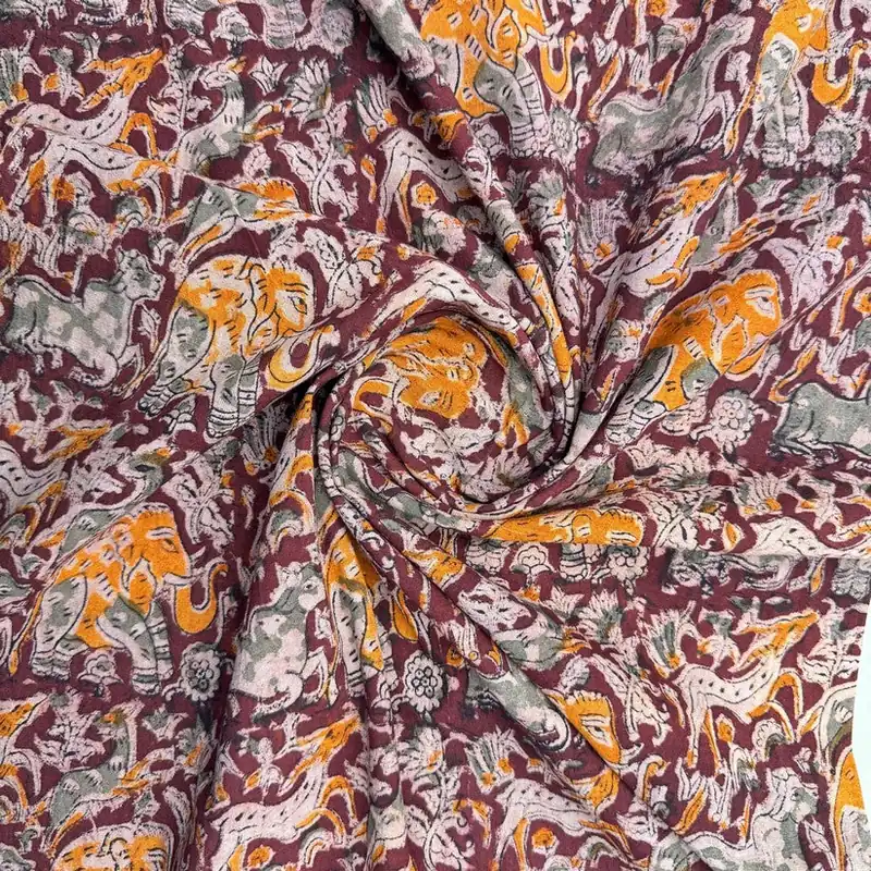 Pure kalamkari elephant block print (RT-1365) - 1 MTR